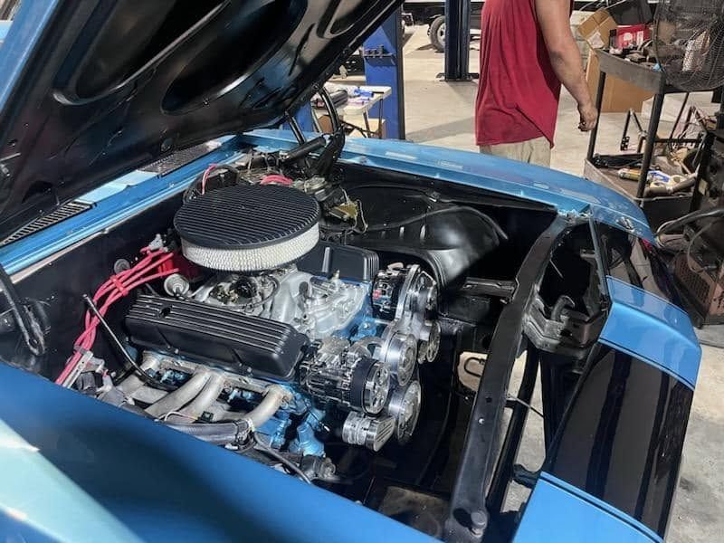 Muscle car undergoing custom performance upgrades at Sweeney's Seaside Automotive — project 59
